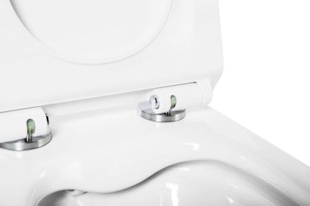 OVALE Унитаз подвесной безободковый с сиденьем в комплекте AM011CHR/SC, артикул AM011CHR/SC