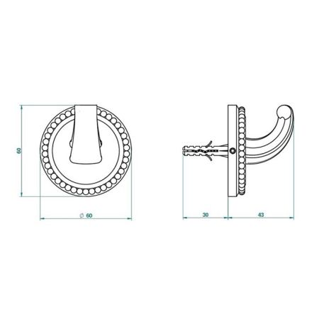 THG AMOUR DE TRIANON Крючок для одежды, одинарный, цвет полированное золото, артикул G24-F01-508