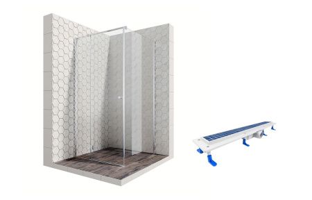 Душевой уголок Ambassador Diamond 12011103L-ST1, квадратный, линейный трап, 100х100