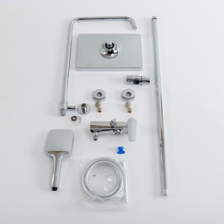 LINER-CVD-GM Душевая стойка со смесителем и изливом, исполнение оружейная сталь, артикул LINER-CVD-GM