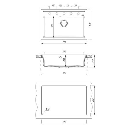 Кухонная мойка Florentina ЛИПСИ 20.440.E0770.302, антрацит, артикул 20.440.E0770.302