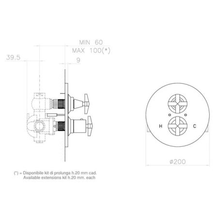 Nicolazzi Star Смеситель для встроенный, термостатический, цвет хром (без внутр части)