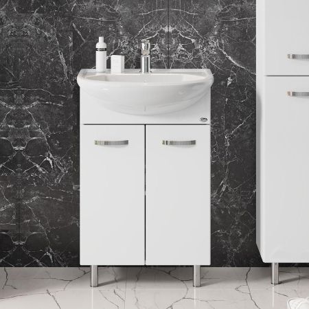 Тумба Onika Коралл 55 напольная, белая (ум. Уют 55)