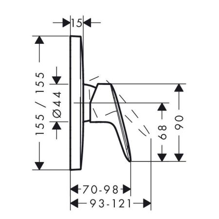 HG Logis Встраиваемый смеситель для душа на 1 источник, HighFlow, внешняя часть, цвет: хром, артикул 71607000