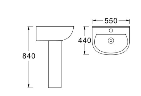 Раковина подвесная AQ5420-00 550*440, белая, артикул AQ5420-00