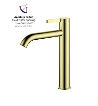 AQG Urban Flow, высокий однорычажный смеситель для раковины без донного клапана, цвет матовое золото (PVD)