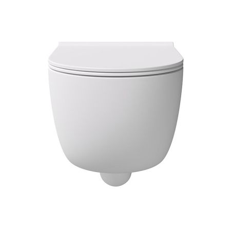 Унитаз, Alice, Unica, безободковый (с открытым смывным краем), тип установки-подвесной, ширина, мм-350, глубина, мм-550, высота, мм-345, форма чаши-овальная, выпуск-горизонтальный, материал-керамика, сиденье-необходимо заказать, вид грязеотталкивающего по, артикул 32240109