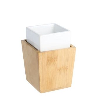 Стакан для ванной комнаты FIXSEN WOOD FX-110-3, белый/коричневый