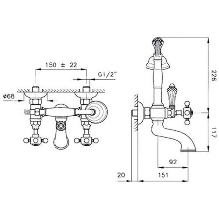 NICOLAZZI EL CAPITAN Смеситель для душевой стойки, с изливом, с переключателем, цвет хром, артикул 1400CR69