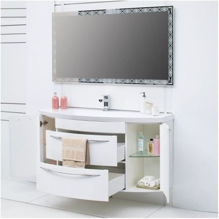 Тумба с раковиной De Aqua Лонг 140 белый