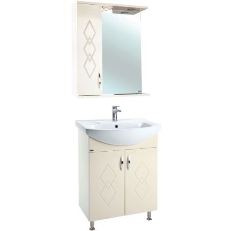 Зеркало со шкафом Bellezza Элеганс 55 L 4618608522075 с подсветкой Бежевое