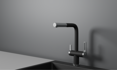 Смеситель для кухни GRANULA с выдвижным изливом и подключением к фильтру (8170, ШВАРЦ), артикул 8170, ШВАРЦ