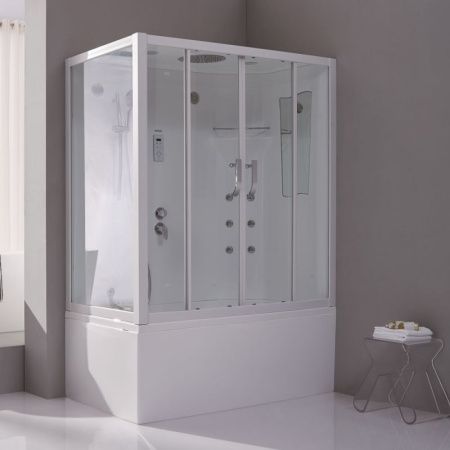 Душевой бокс SSWW WU103A R 150x85 c гидромассажем профиль Белый задняя стенка Белая