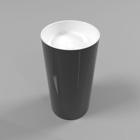 Умывальник WHITECROSS Altar D=43 (черный/белый глянец) иск. камень, артикул 0737.043043.10100