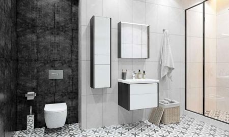 Тумба под раковину Roca Ronda 70 ZRU9302964 подвесная Белый глянец Антрацит, артикул ZRU9302964