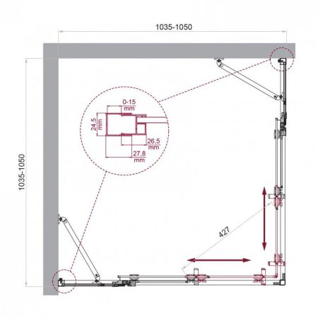 LUCE-A-22-100+30-C-Cr Душевой уголок, артикул LUCE-A-22-100+30-C-Cr