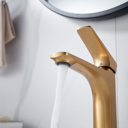 Смеситель для раковины Shevanik S4201G, золотой сатин, артикул S4201G