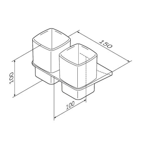 A50A343400 Inspire V2.0, Двойной стеклянный стакан с настенным держателем, хром, шт A50A343400 Inspire V2.0, Двойной стеклянный стакан с настенным держателем, хром, шт