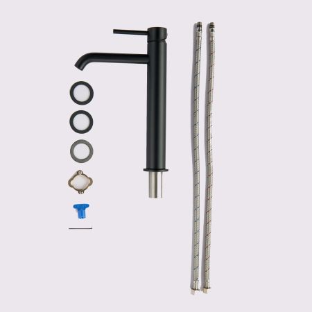 Смеситель для раковины 215, без донного клапана AQUATEK, матовый черный AQ1304MB ЕВРОПА, артикул AQ1304MB