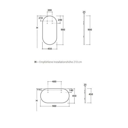 Зеркало, Globo, OPI-MIRRORS, овальное, ширина, мм-900, глубина, мм-25, высота, мм-450, тип установки-настенный, без подсветки, рама-есть цвет рамы-черный