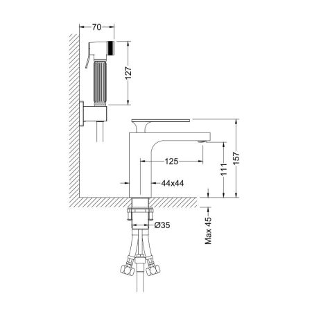 Смеситель для раковины Timo Torne 4360/00G с гигиеническим душем Хром, артикул 4360/00G