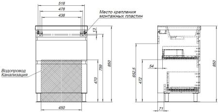 Тумба под раковину Aquanet Нота New 60 дуб светлый