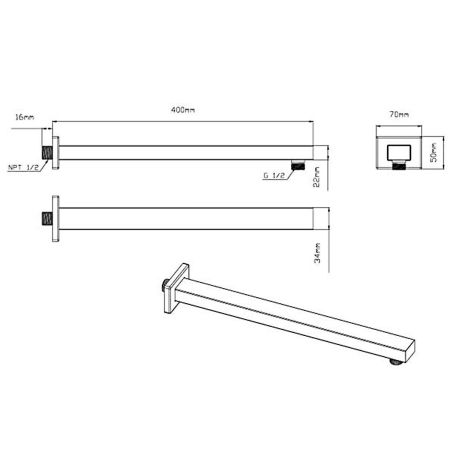 Верхний душ с держателем VSHD-41CMB, черный, артикул VSHD-41CMB
