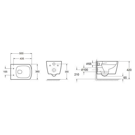 Унитаз подвесной Lavinia Boho Aveo Rimless 3306002R, безободковый, с быстросъемным и медленно опускающимся сиденьем из прочного дюропласта, артикул 3306002R