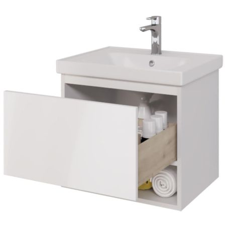 Тумба с раковиной подвесная Dreja Perfecto 60 см, белый, артикул 99-0806-com