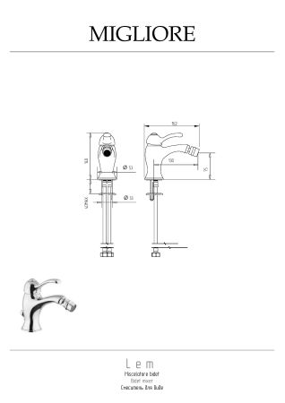 LEM Смеситель для биде моноком., золото, артикул 25881