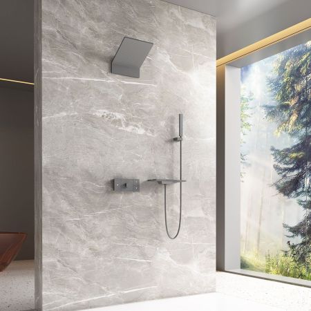 Душевой комплект Futura VSFW-2F11TGM термостатический встраиваемый, 3 режима, вороненая сталь, артикул VSFW-2F11TGM