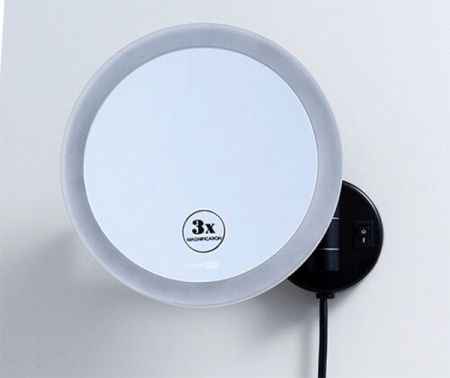 Косметическое зеркало WasserKRAFT K-1004BLACK с подсветкой с увеличением Черное