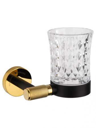 Стакан для зубных щеток с держателем WONZON & WOGHAND MAJESTIC, Черный/Золото (WW-9221), артикул WW-9221