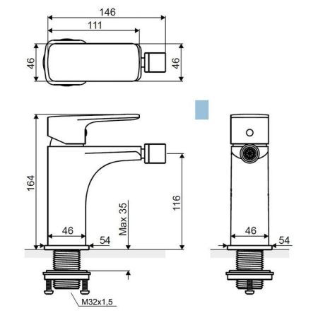 Смеситель для биде EXCELLENT Keria AREX.2003BL (черный мат)