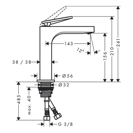 AX Citterio Смеситель для раковины 160, нез.слив,тек, цвет шлифованный никель, артикул 39081820