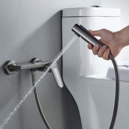 Гигиенический душ со смесителем Shevanik S4305T-1, оружейная сталь