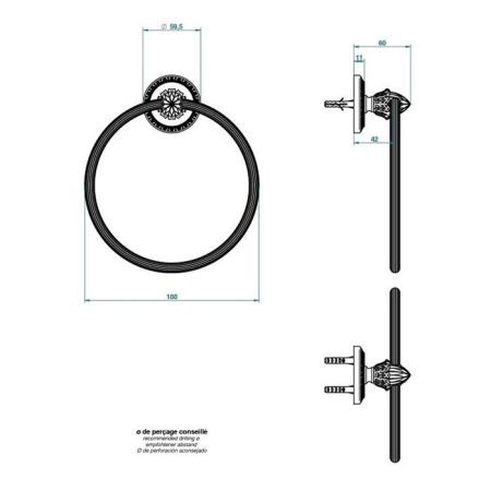 THG MALMAISON METAL Полотенцедержатель-кольцо, цвет полированное золото, артикул U93-F01-504N