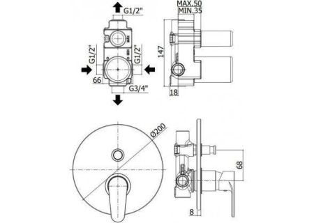 Набор смесителей Paffoni Green 5 в 1 (сет 8) (с внутренней частью), артикул 00255126
