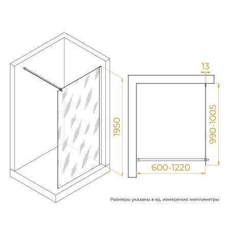 Душевая перегородка RGW WA-210B (Прозрачное, 1000), артикул 351021010-14