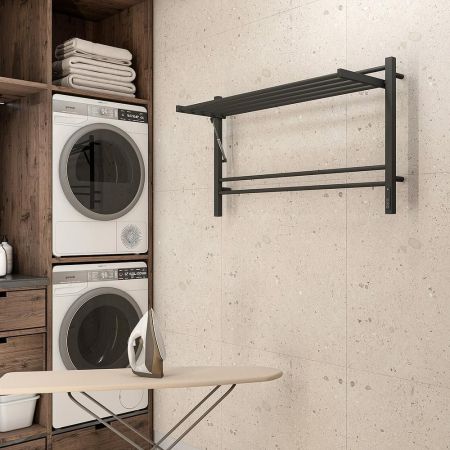 Полотенцесушитель электрический с полкой Terminus Горизонт П8 100х60 КС, черный муар, артикул 4670078543325