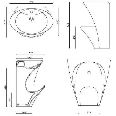 Умывальник GURAL Double Deck напольный, артикул DD10MNL02