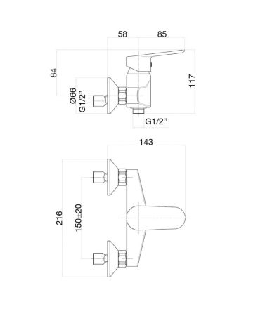 Смеситель для душа Fiore KEVON BLACK MATT 81NN6511, черный, артикул 81NN6511