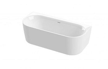 Акриловая ванна пристенная, цельная, белая матовая внутри, серая матовая снаружи,  METAURO-INT-Wall-180-80-60-G-W-MATT