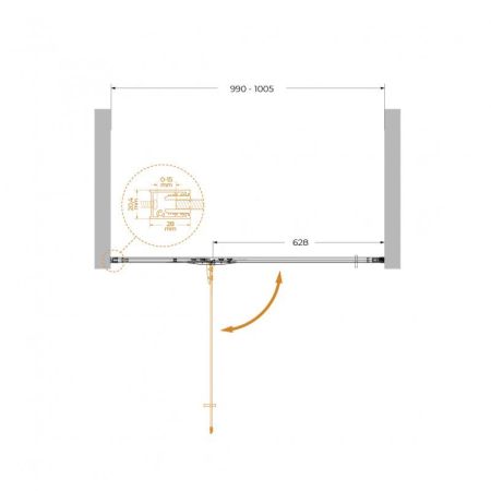 LINER-B-12-90-C-NERO-L Душевая дверь, артикул LINER-B-12-90-C-NERO-L