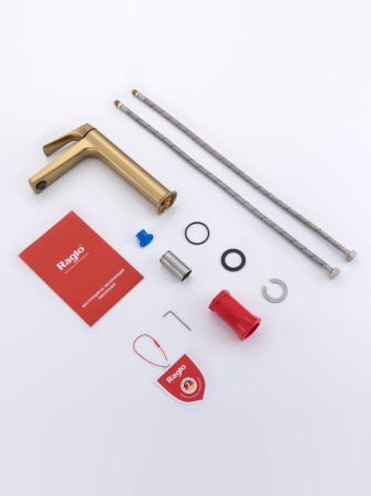 Смеситель для раковины высокий Raglo R07.15.03, золотой сатин, артикул R07.15.03