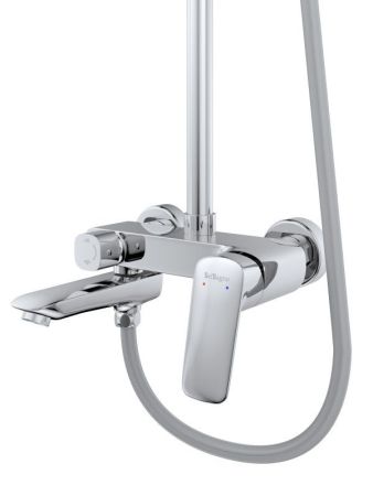 DUE Душевая стойка со смесителем и изливом, оружейная сталь DUE-VSCM-GM, артикул DUE-VSCM-GM