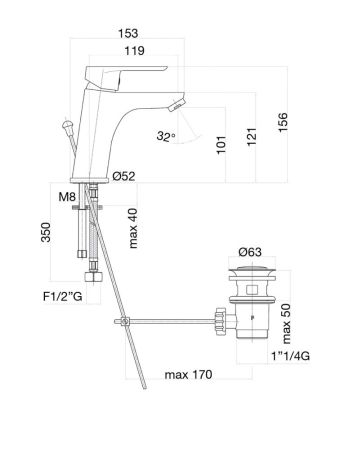Смеситель для раковины Fiore KEVON BLACK MATT 81NN8123, черный, артикул 81NN8123