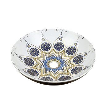 Раковина чаша Bronze de Luxe Lotos 5008, белый/синий