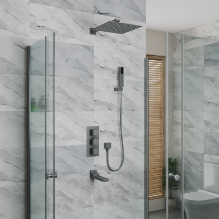 Душевая система для ванны и душа DK встраиваемая термостатическая с изливом серый графит Bayern.Liszt (DA2515606A04), артикул DA2515606A04