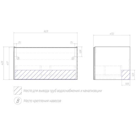Тумба с раковиной подвесная Velvex Posse tp.POS.OSK.85.1Y верде, 85 см, артикул tp-POS-OSK-85-1Y верде-com